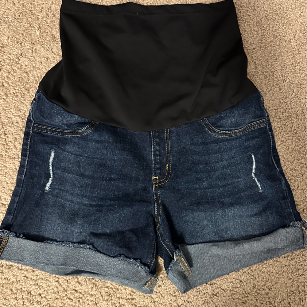 Romeo Maternity Frayed Cuff Denim Short